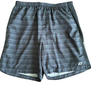 RoadRunner Sports Athletic Shorts Black Striped With Underwear Liner Size Large